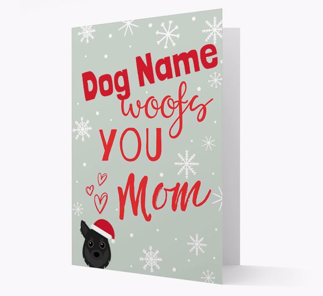 'I Woof You Mom' Card with your {breedFullName} Christmas Icon